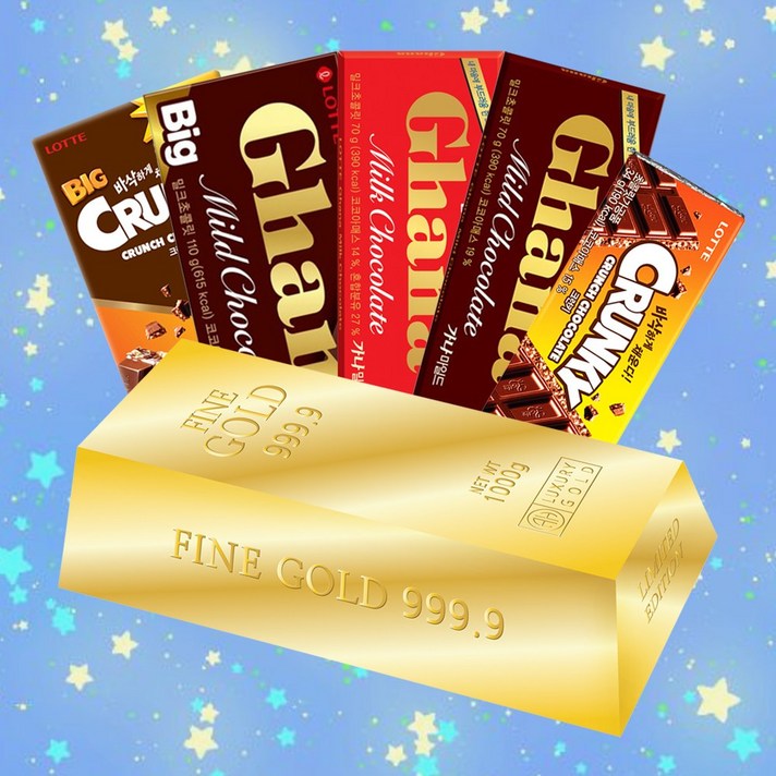  골드바 초콜릿 5종 혼합 선물박스 (빅가나 마일드 빅크런키 가나 밀크 가나 마일드 크런키 초코릿 각한개), 1세트, 70g 