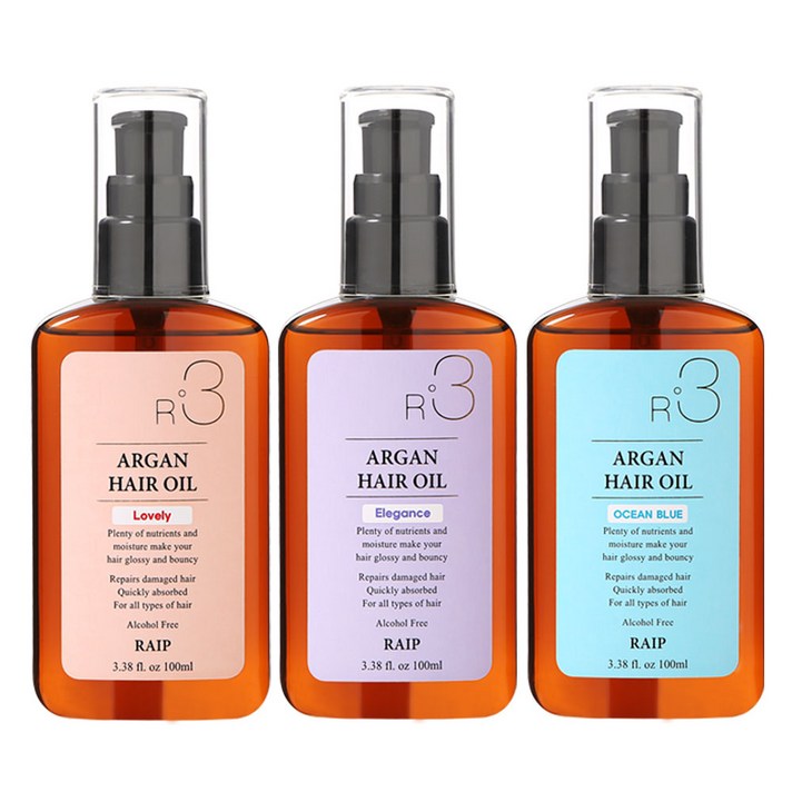 라입 R3 아르간 헤어 오일 러블리+엘레강스+오션블루, 3개, 100ml
