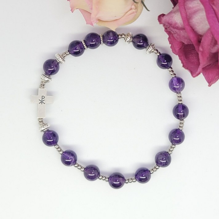 
                                                        라파엘라엔 자수정 1단 가톨릭 묵주팔찌
                                                    