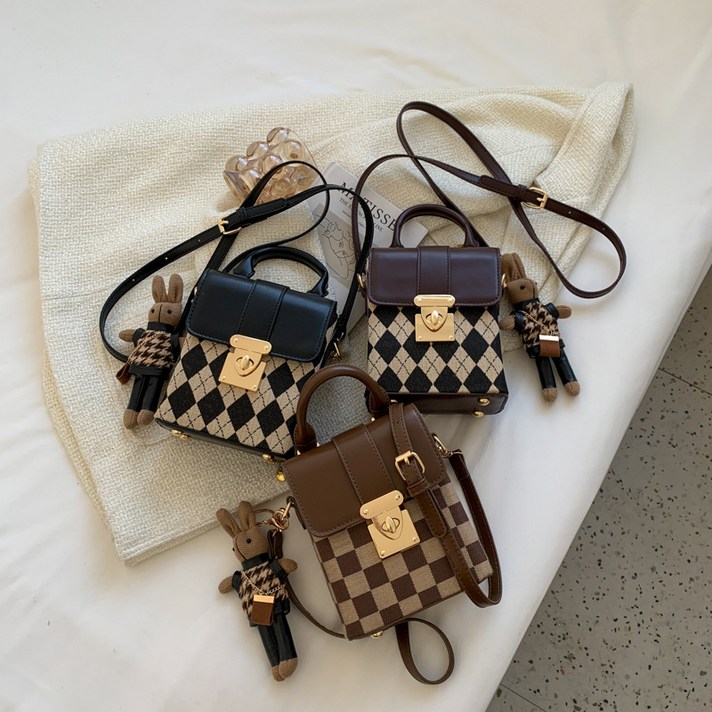 여성숄더백 여자 패션 캐주얼 체크 핸드백 직장인 대학생 미니 여성 가방