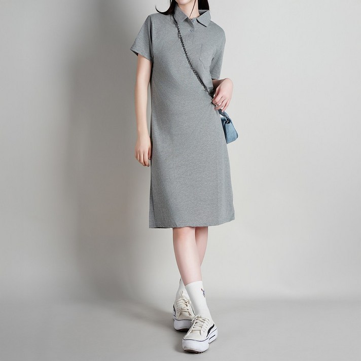 도도미아 여름 반팔 카라 원피스