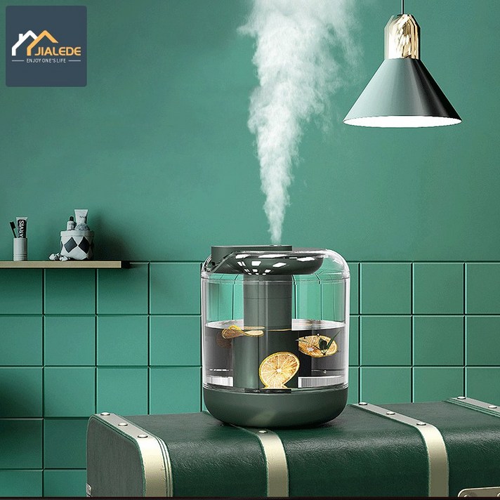 JIALEDE USB 공기 가습기 1000ml 초음파 방향 요법 공기청정기, 녹색