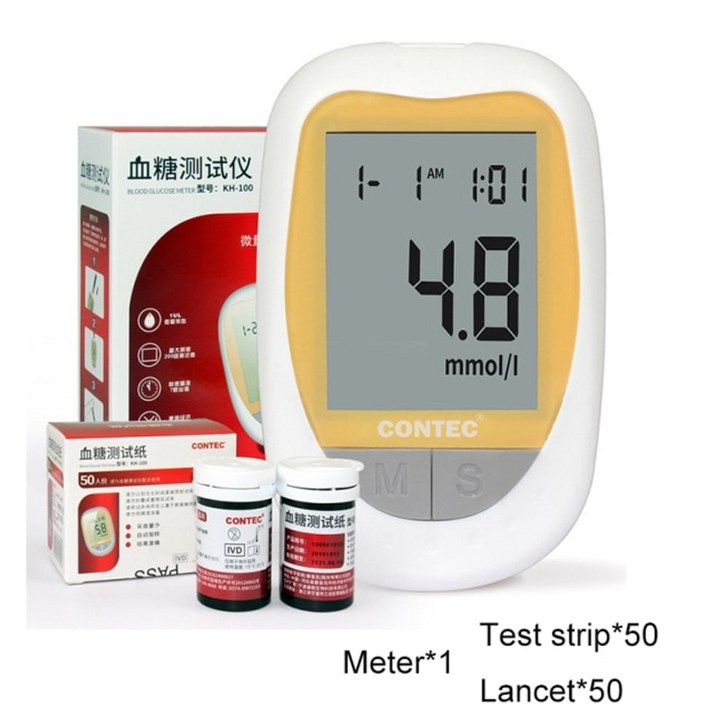 CONTEC KH 100 혈당 모니터 건강 보조 혈당 측정기 50PCS 테스트 스트립 Lancets 키트 혈당 측정기 당뇨병 테스터, 협력사, 미터 테스트 스트립