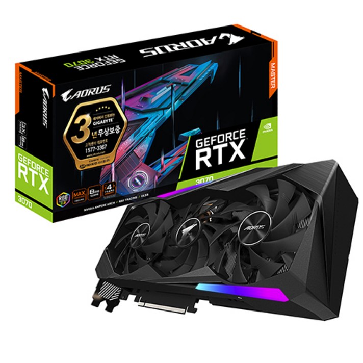 기가바이트 AORUS Master 지포스 RTX 3070 D6 8GB 그래픽카드 피씨디렉트