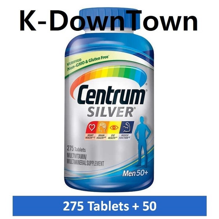 [당일배송] Centrum 센트룸 실버 중년남성 275정 50+ 남성 종합비타민 K다운타운, 남성용