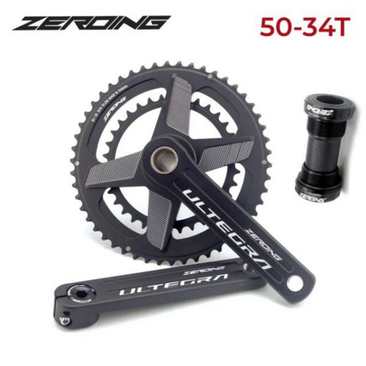 ZEROING 도로 자전거 2x10 /11/12 속도 크랭크 체인 휠 CNC 50-34T 53-39T 이중 체인링 GXP 도로 접이식 자전거 크랭크셋, [02] 172.5mm, 12 Crank 50-34T BB_02 172.5mm, 1개