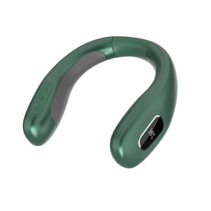 미프로 휴대용 넥온풍기 2021 넥워머 USB충전 목걸이 목찜질기 온열기, 그린