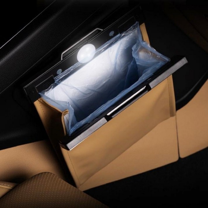 벤딕트 2세대 차량용 LED 쓰레기통+쓰레기봉투, 02.뒷좌석, 03.새들브라운, 새들브라운/뒷좌석