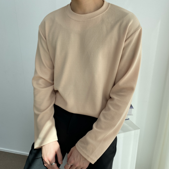 남성용 오버핏 무지 긴팔 티셔츠 (1611-1)