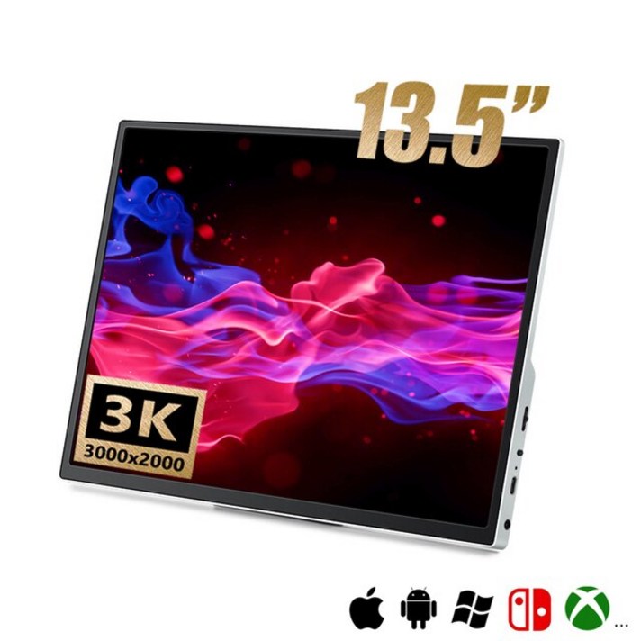 라즈베리 파이 3K 13.5In Ches IPS HDR PC 게임 장치 화면 30002000 샤오미 전화 스위치 PS5 용 휴대용 모니터 9