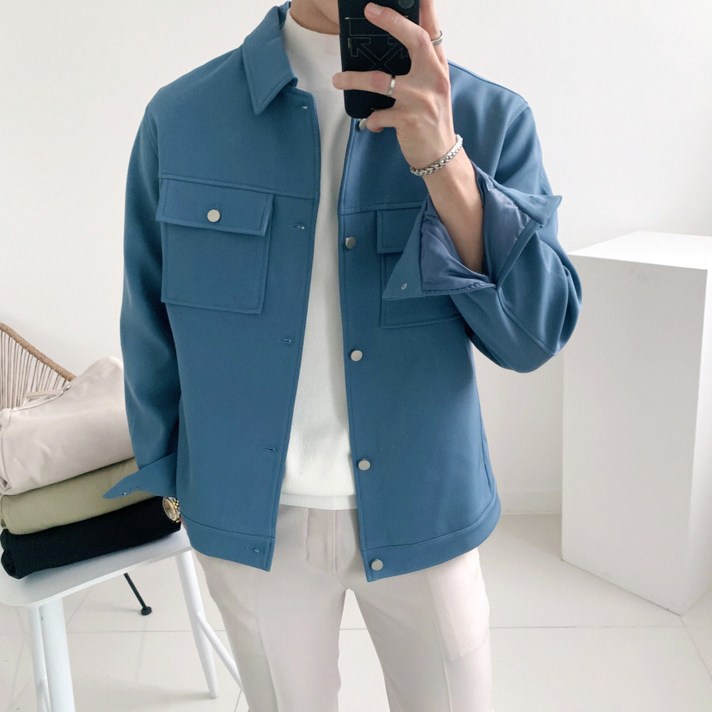 오버핏 투포켓 소프트 TR 스판 워싱 트러커 자켓(4color)