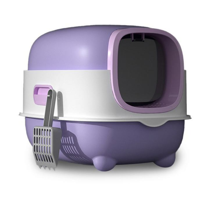 고양이 자동화장실 후드형 향균 특대형 퍼플, 퍼플, 1개