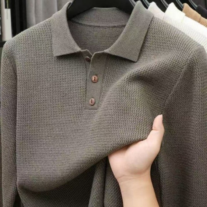 남성 가을 겨울 신사맨 깔끔한 부드러운 카라 긴팔 니트 티셔츠