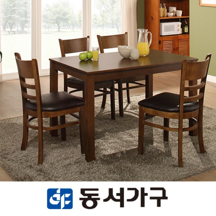 동서가구 식탁 + 의자 4p 세트 4인용, 엔틱