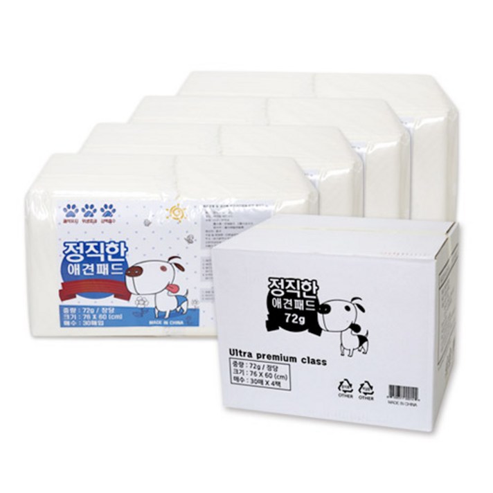 정직한패드 76 x 60cm 울트라프리미엄 72g 대형 30매 x 4팩