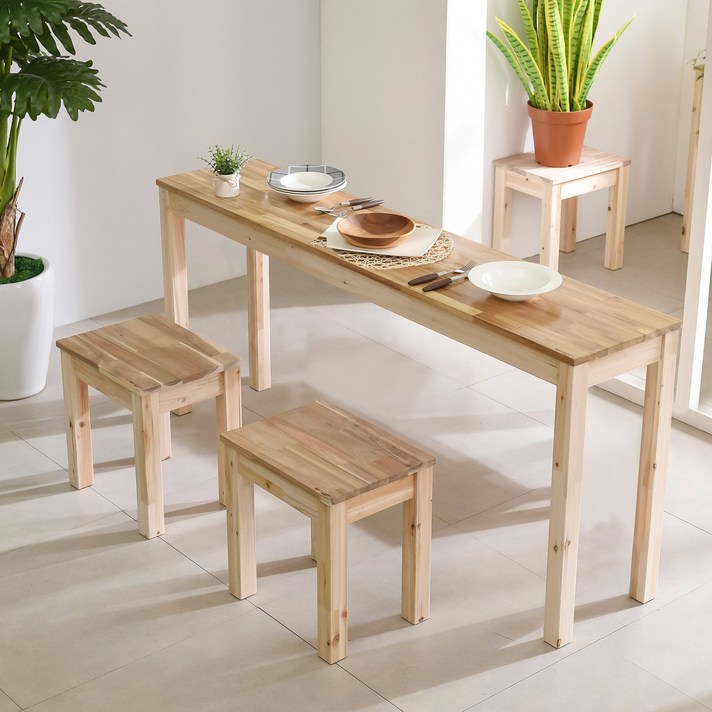 다니엘우드 아일랜드 160cm 홈바 원목 긴 테이블 사이드 보조식탁, 1600×300테이블(아카시아상판)_무도장