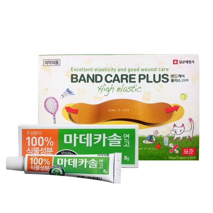 동국제약 마데카솔 8g + 밴드케어 탄력 밴드 20p 세트, 1세트