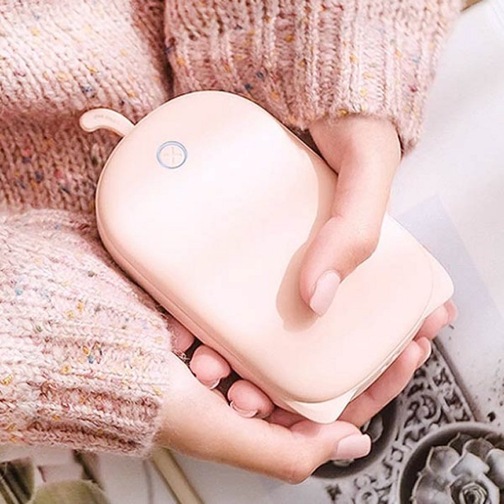 도매창고 휴대용 충전식 USB 고양이 손난로 대용량 8000mAh 보조배터리 핫팩 양면발열 캐릭터 선물용, 화이트