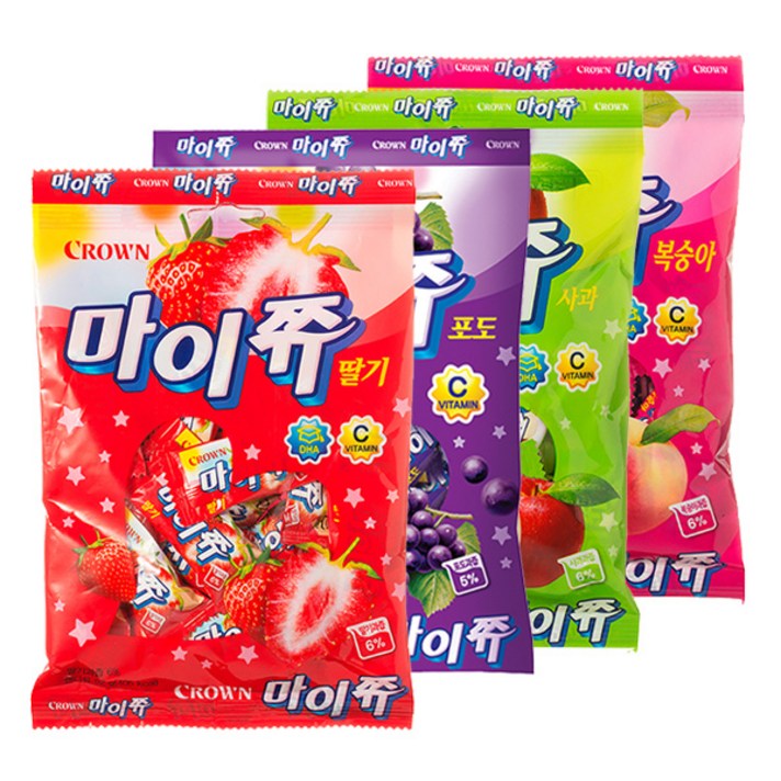 아트박스/메가커피 크라운 마이쮸 딸기 포도 사과 복숭아 92g 4종 혼합세트