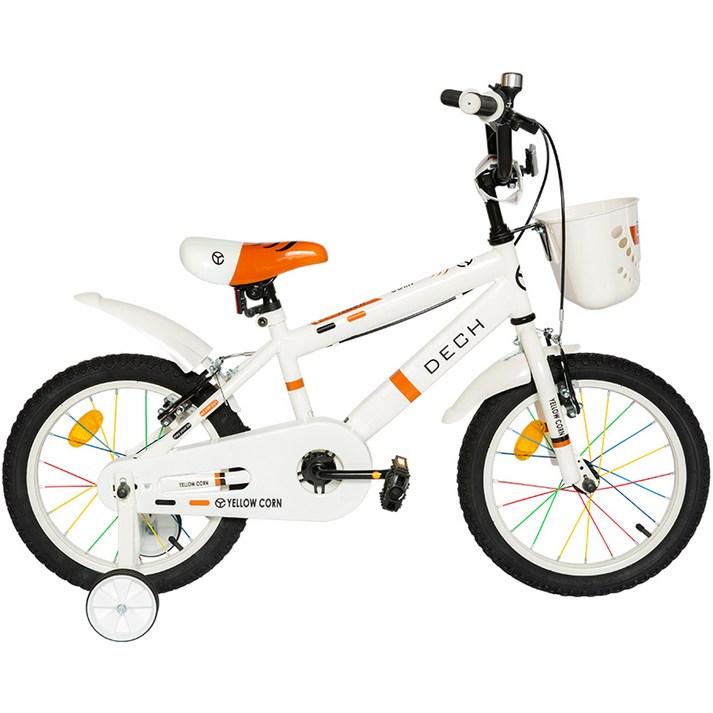 옐로우콘 아동용 데크 18형 네발 보조 바퀴 자전거, 화이트, 126cm