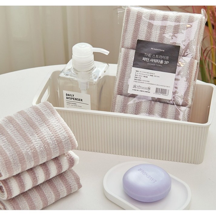 아던홈 THE 스트라이프 패턴 샤워타올, 혼합색상, 3개입, 1개