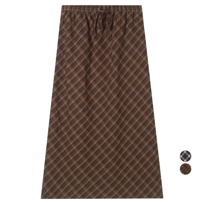 미쏘 여성용 체크 A라인 롱 스커트