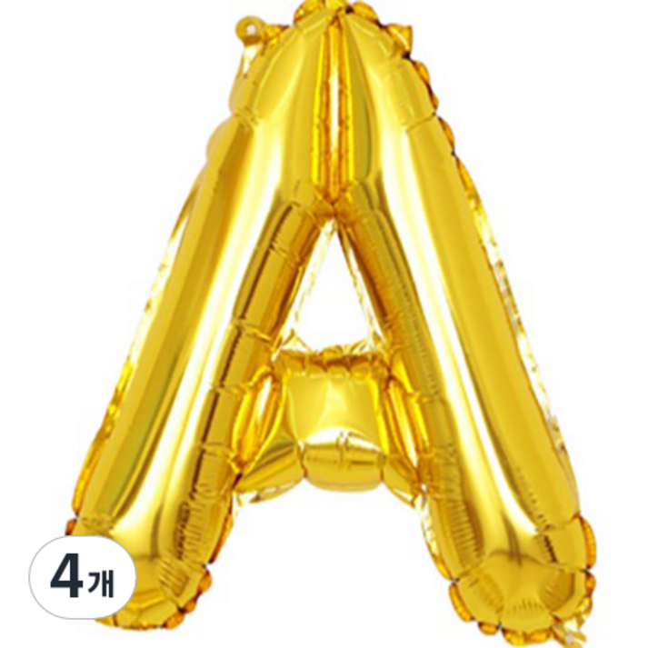 팡파티 레터링 알파벳 풍선 A 40cm, 골드, 4개