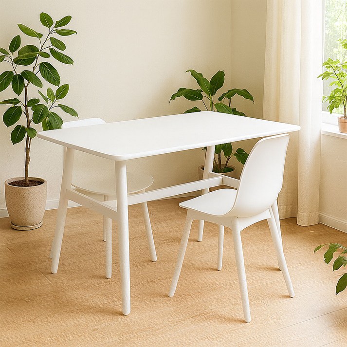가구느낌 해피테이블 인테리어 식탁 1000 x 800 x 750 mm, 화이트+ 화이트, 4인용