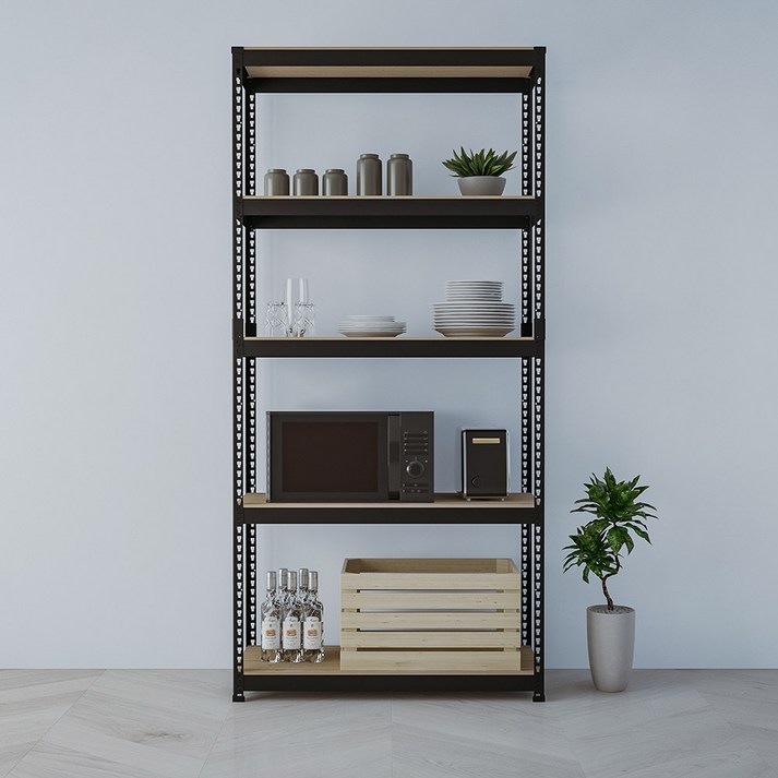 스피드랙 국내 제조 무볼트 조립식 철제 앵글 선반, 블랙, 5단