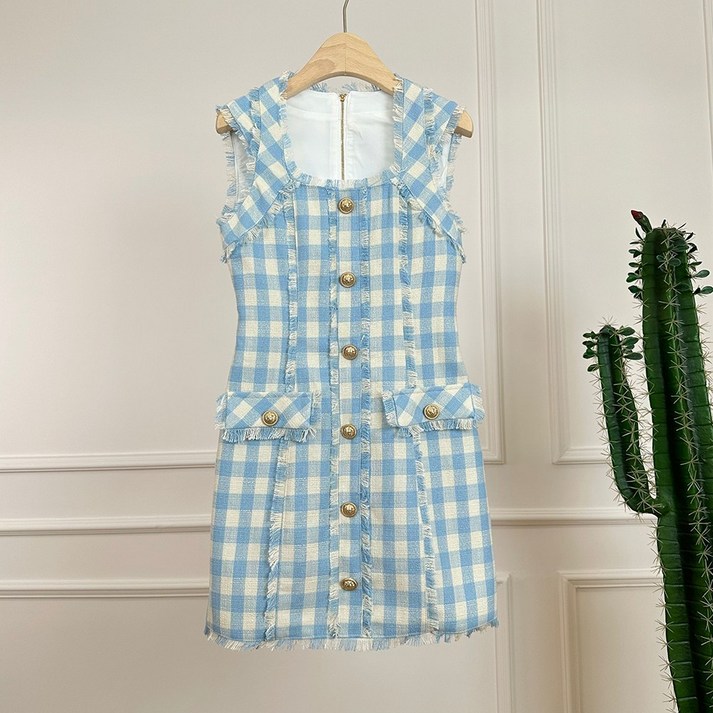 신랑수업 167화 이다해 나시 원피스 체크 패션 스퀘어넥 셔츠 스타일-146854