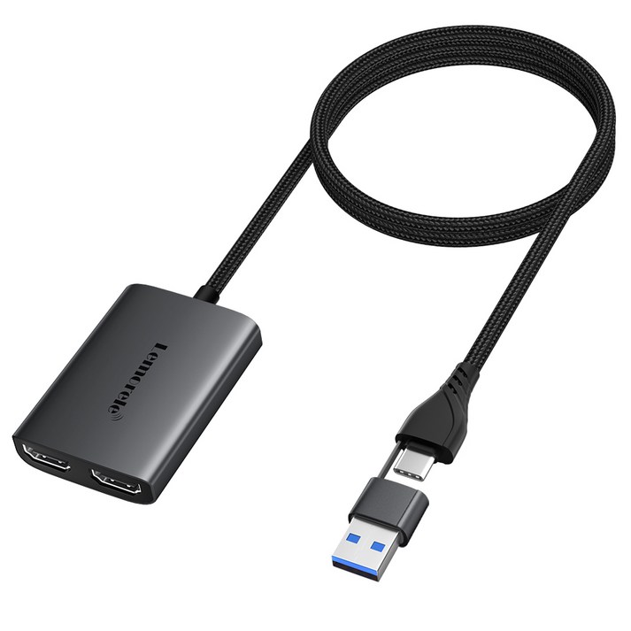 Lemorele USB CUSB3.0 듀얼 HDMI 허브 1080P 60Hz 듀얼 모니터 확장, 1개, HD10