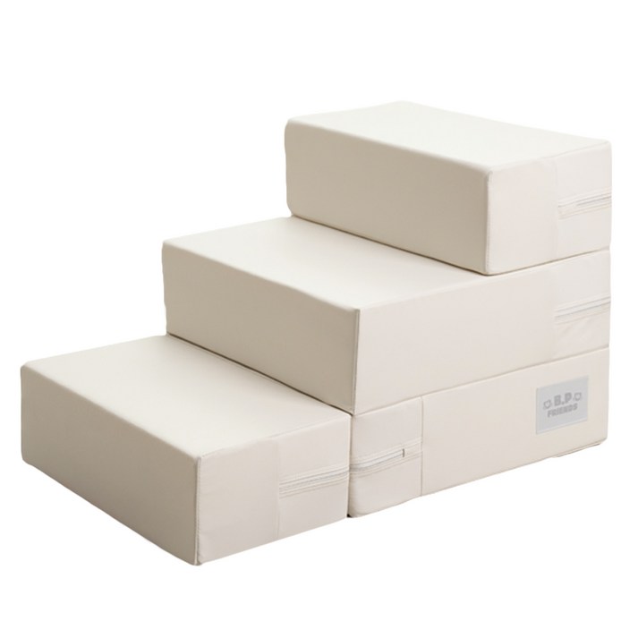 3단,2단 좌우 변형, 쉼터까지! 우리 아이 관절 건강을 위한 논슬립 듀얼 펫 스텝 비피프렌즈, 논슬립 아이보리, 1개