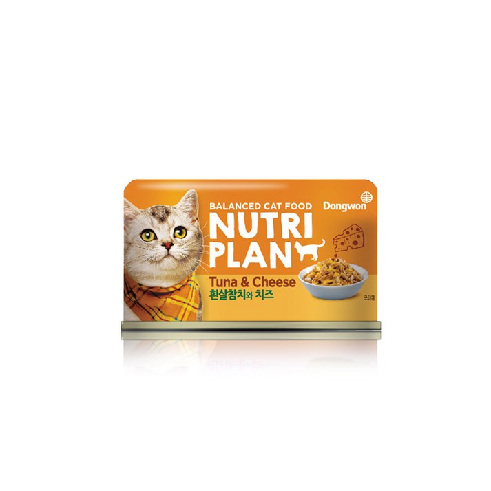 고양이간식캔 뉴트리플랜 고양이캔 160 g, 흰살참치 + 치즈 혼합맛, 48개