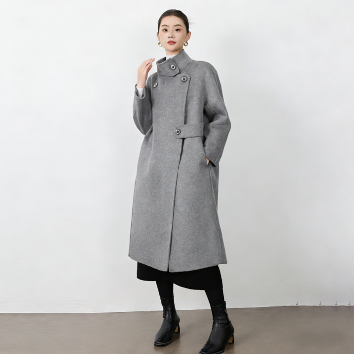 ZAJA 가을 겨울 여성롱코트 루즈핏 모직 코트 고급 보온 아우터