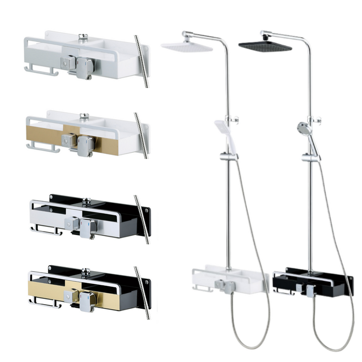 바스럽 국산 심플 무타공 선반형 해바라기 샤워기 [기존 타공 사용 가능]