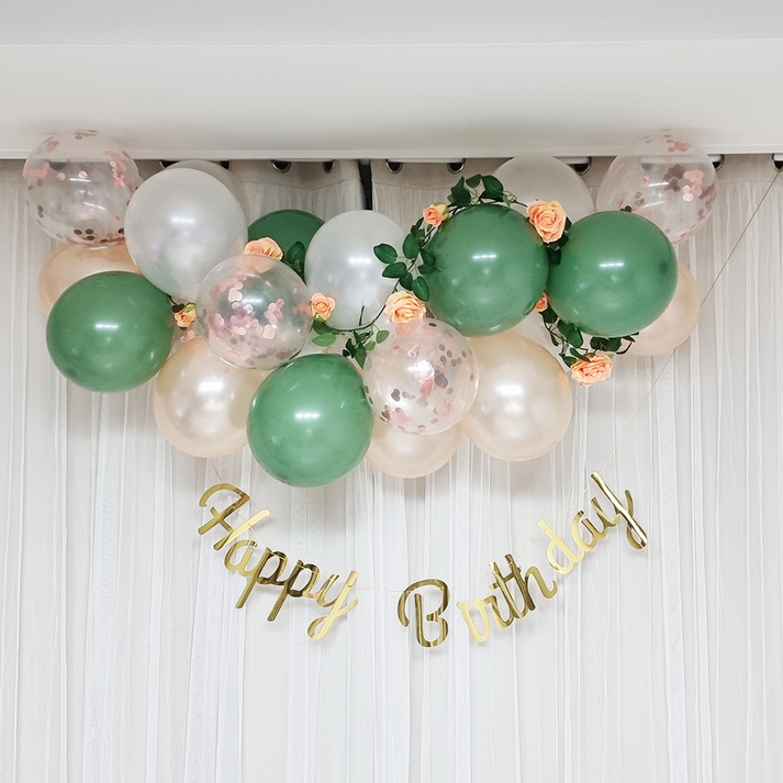 장미 가랜드 세트 풍선 꽃장식 홈파티 생일 이벤트, 1세트, 가랜드세트(그린)