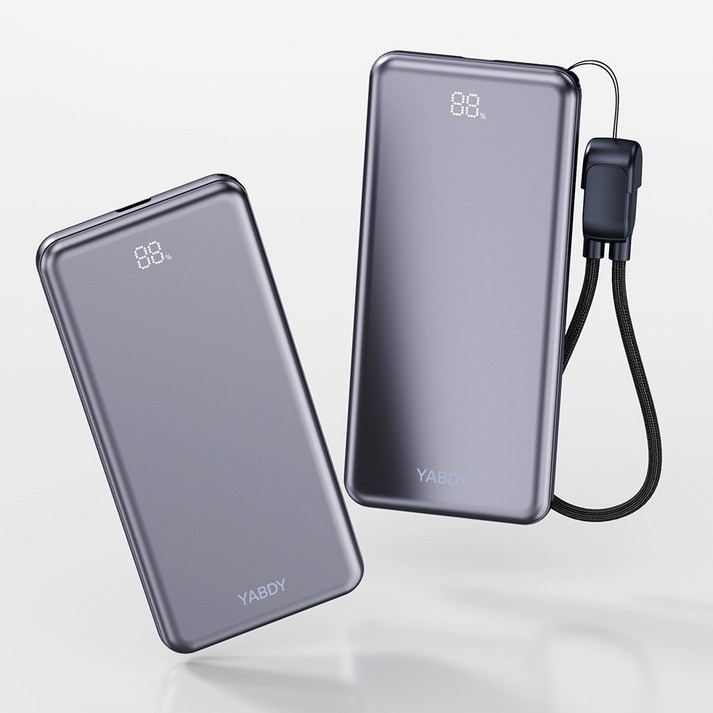 얍디 기내용 보조배터리 고속충전 초경량 초소형 여행용 미니 대용량 5000mAh PD 20W 잔량표시+C타입 케이블 한국 미국 유럽 인증 KC인증완료 기내반입 가능