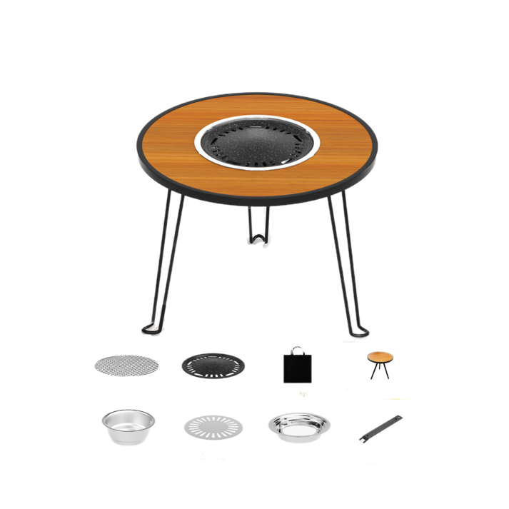 LUCKYOO 캠핑테이블 우드 화로 접이식 테이블 세트+수납가방