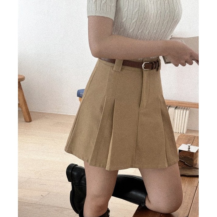 (S-2XL숏,베이직2가지기장) #노수선스커트# 에브리모먼트 올드머니룩 레이어드 플리츠 코튼 A라인 키작녀 키큰녀 핀턱 플리츠 치마바지 미니 스커트 (무료배송)