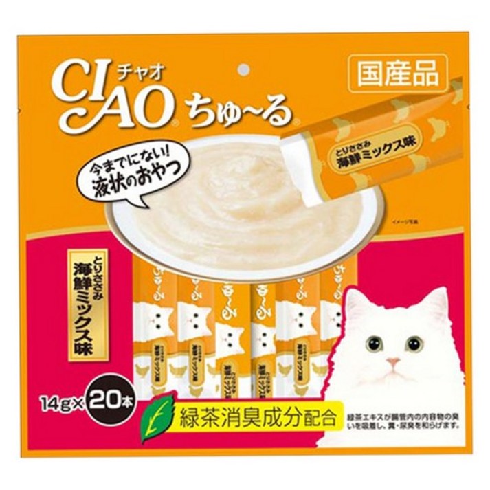 이나바 챠오츄르 고양이간식 닭 SC-128, 닭가슴살 + 해산물믹스 혼합맛, 40개입