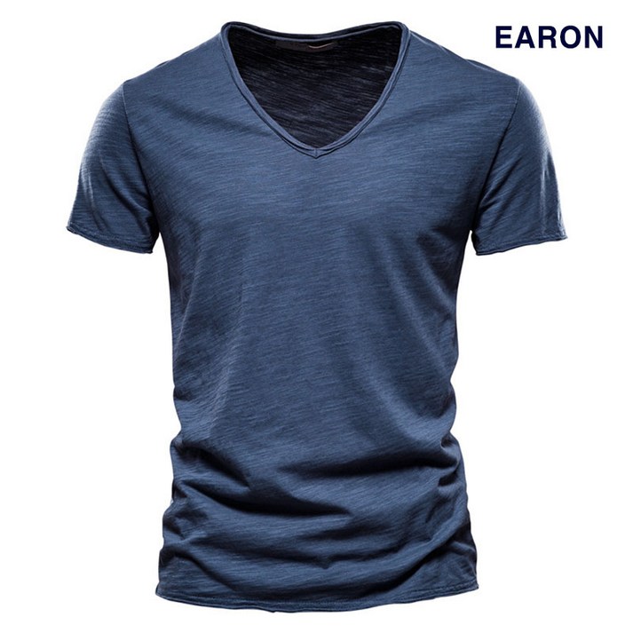 [EARON] 브이넥 링클 반팔 티셔츠 - 투데이밈