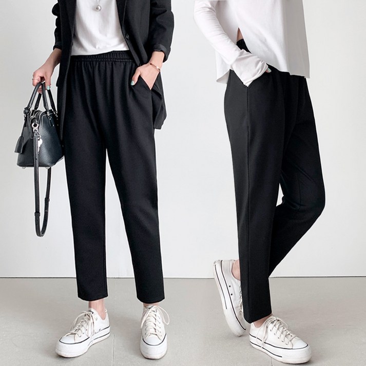 11 퍼스트클로 여성 빅사이즈 배기핏 밴딩 슬랙스 팬츠 55120 사방스판 간절기용 바지 2장