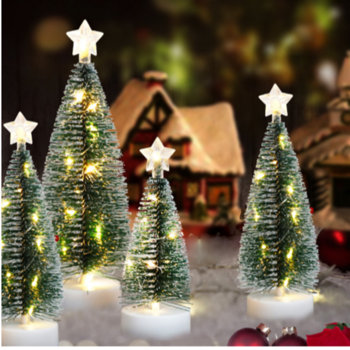 크리스 마스 조명 미니 트리 겨울 장식, 3개, 단일 색상