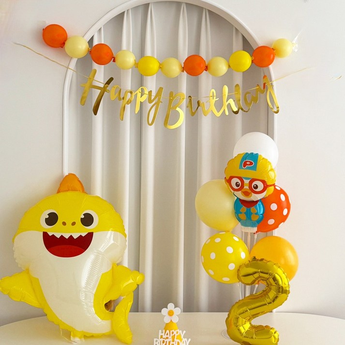 아기상어 핑크퐁 풍선 생일파티 두돌생일상, 1개, 뽀로로 풍선 3