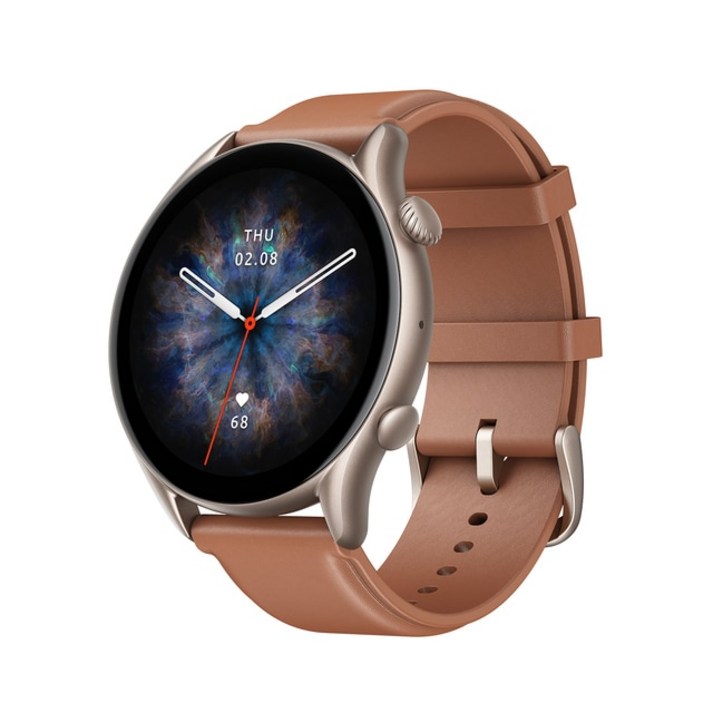 새로운 Amazfit GTR 3 Pro Smartwatch 1.45 quotAMOLED 디스플레이 Alexa 내장 GPS 안드로이드 IOS, 02 Brown Leather