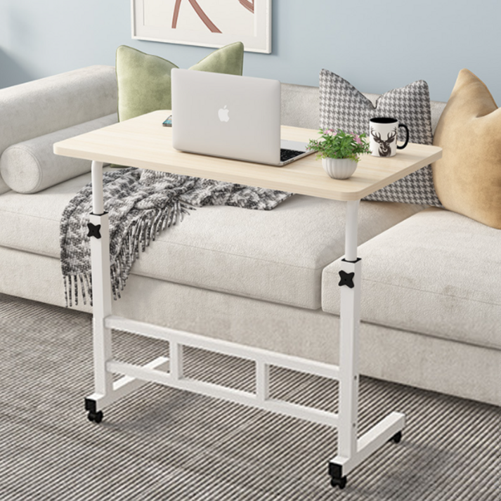 접이식사각테이블 오브민 높이조절 사이드 쇼파 침대 이동식 노트북 테이블, 우드