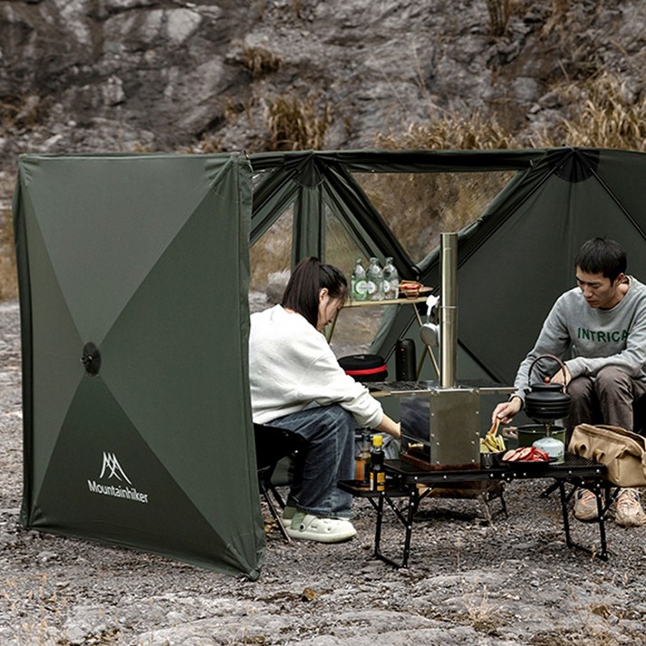 마운틴하이커 신형 윈드스크린 원터치 오토 바람막이 최신형 캠핑용품, 아이보리