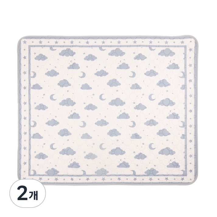 PLUPUP 자연감성 달 별 구름 로얄블루 재사용 강아지 배변패드 흡수력UP 미끄럼방지 2장세트, 2개, 2개입