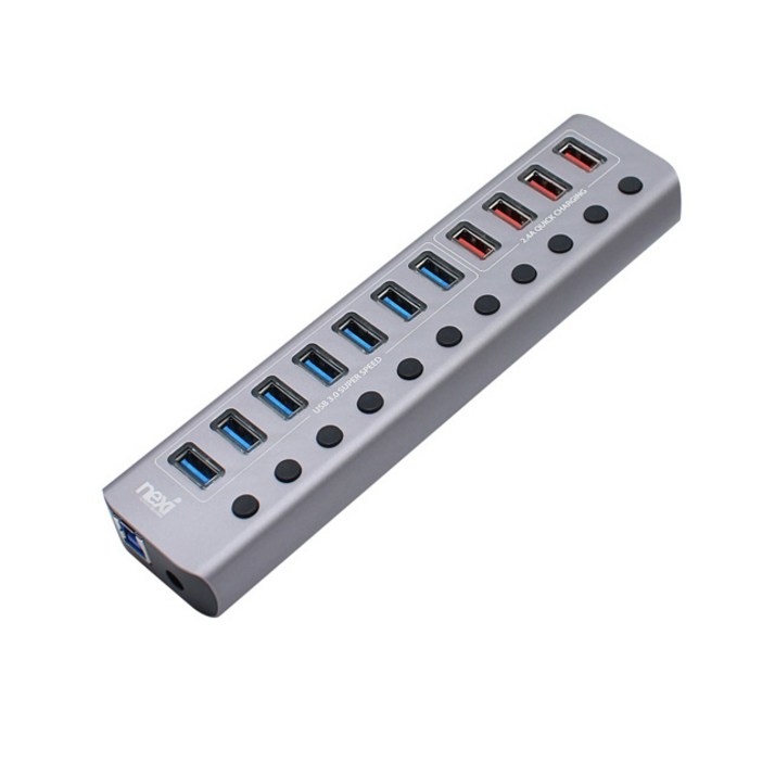 넥시 USB3.0 11포트 유전원 허브 NXU1011P, 혼합색상 넥시 USB3.0 11포트 유전원 허브 NXU1011P, 혼합색상