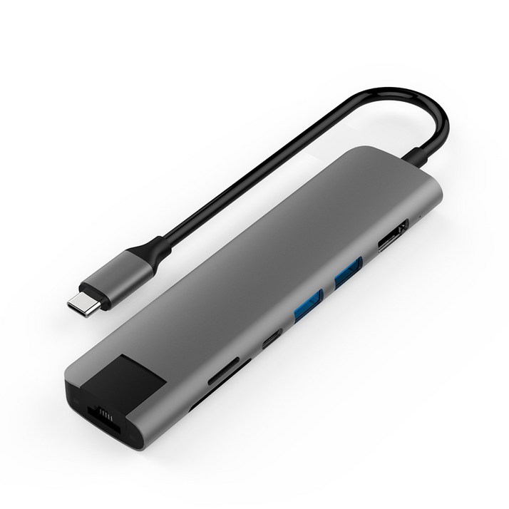 아이논 USB 3.0 C타입 7in1 멀티허브 메모리카드리더기, INUH510C, 그레이